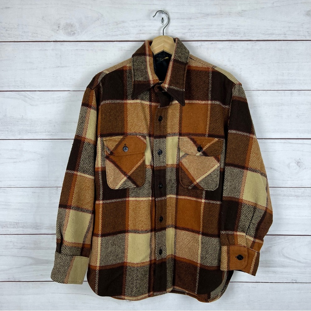 Vintage 70s JC Penney Plaid Flannel Shirt Jacket Medium